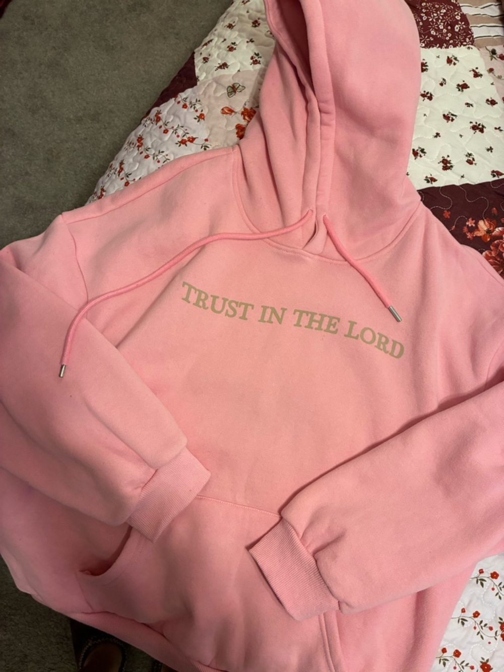 Pink "Trust in the Lord" Pullover Hoodie - Picture 2 of 6
